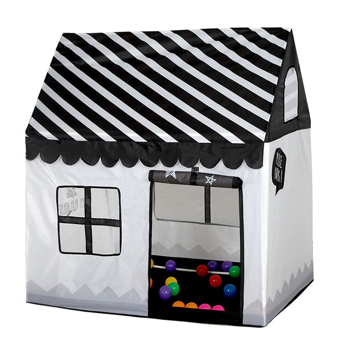 Skorter | Household Children Printing Play Tent Small Game House with 50 Ocean Balls & Mat (Black White)