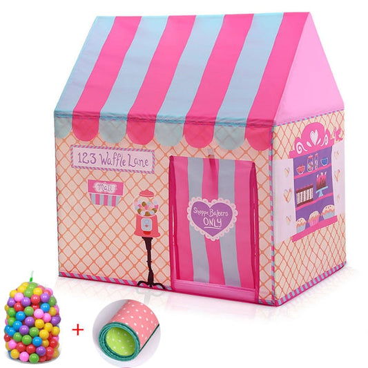 Skorter | Household Children Printing Play Tent Small Game House with 50 Ocean Balls & Mat (Pink)