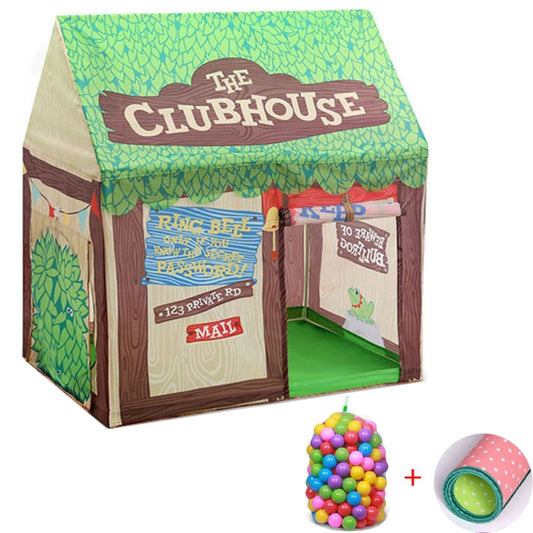 Skorter | Household Children Printing Play Tent Small Game House with 50 Ocean Balls & Mat (Green)