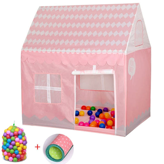 Skorter | Household Children Printing Play Tent Small Game House with 50 Ocean Balls & Mat (Light Pink)