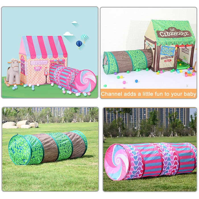 Skorter | Household Children Printing Play Tent Small Game House with Passageway (Green)