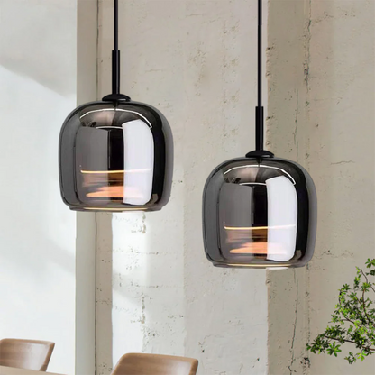 Skorter | Nordic Black Glass Pendant Light Fixture - Modern Hanging Lamp for Kitchen Island & Dining Room