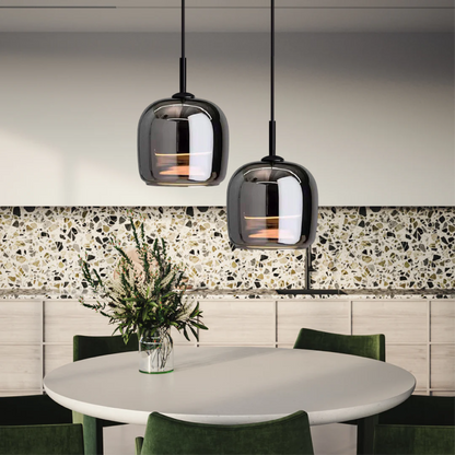 Skorter | Nordic Black Glass Pendant Light Fixture - Modern Hanging Lamp for Kitchen Island & Dining Room