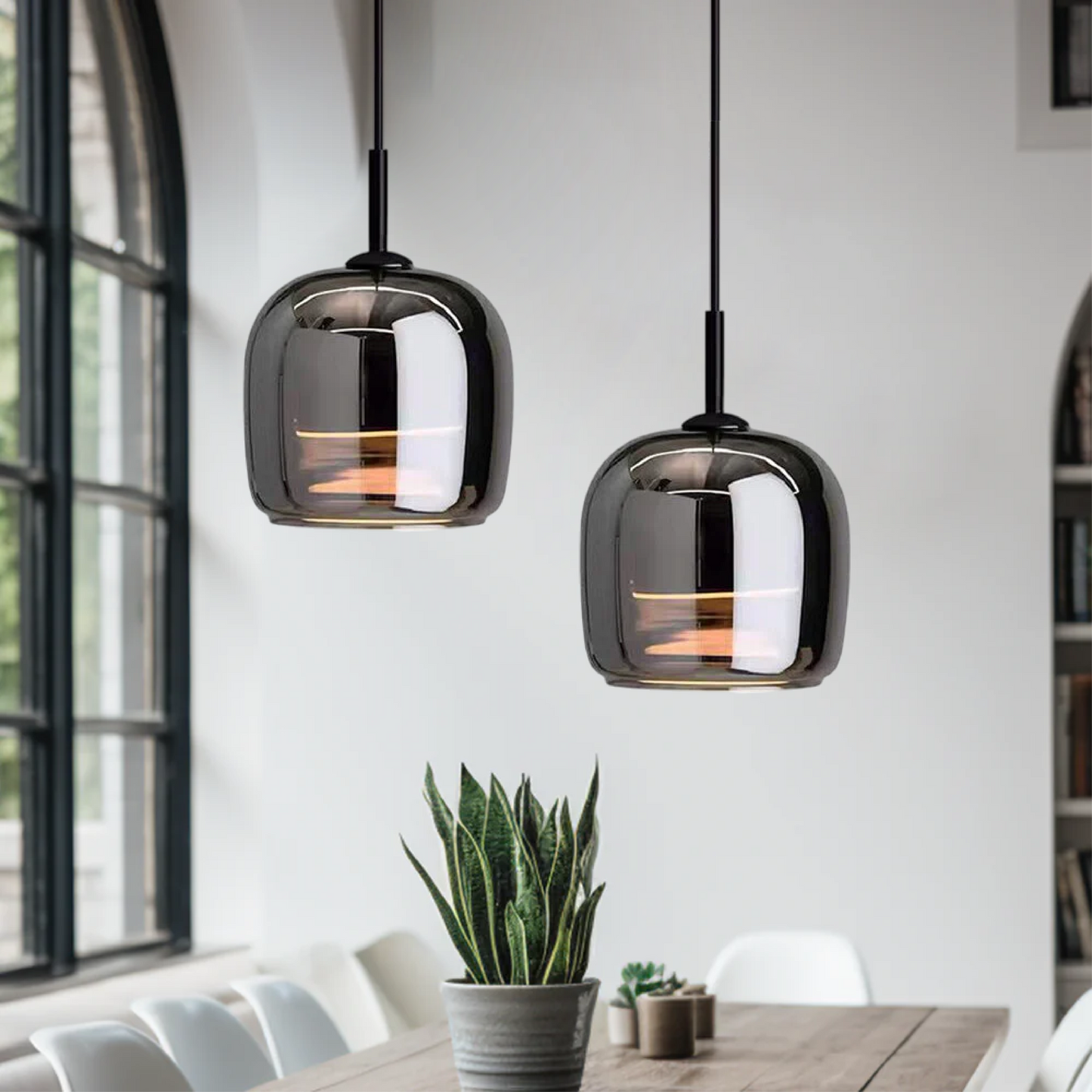 Skorter | Nordic Black Glass Pendant Light Fixture - Modern Hanging Lamp for Kitchen Island & Dining Room