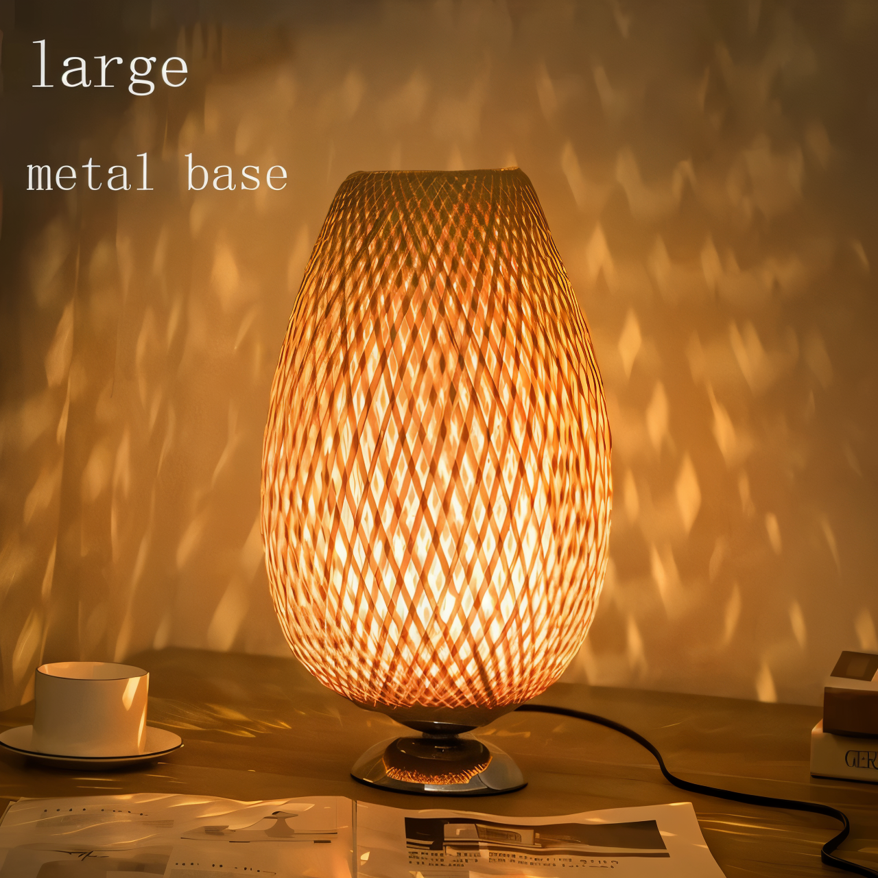 Skorter | NatureHue – Vintage Bamboo Table Lamp – Creative Woven Rattan Desk Light