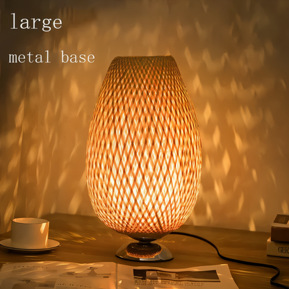Skorter | NatureHue – Vintage Bamboo Table Lamp – Creative Woven Rattan Desk Light