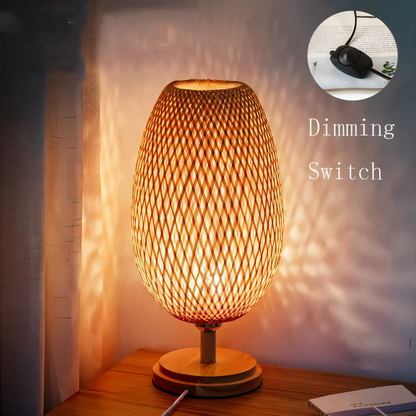 Skorter | NatureHue – Vintage Bamboo Table Lamp – Creative Woven Rattan Desk Light