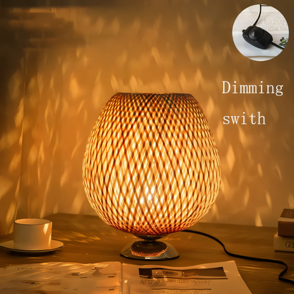 Skorter | NatureHue – Vintage Bamboo Table Lamp – Creative Woven Rattan Desk Light