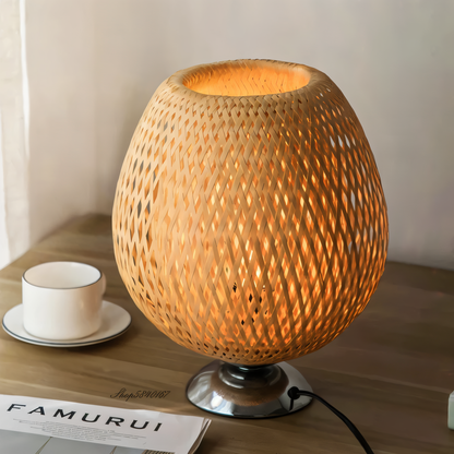 Skorter | NatureHue – Vintage Bamboo Table Lamp – Creative Woven Rattan Desk Light