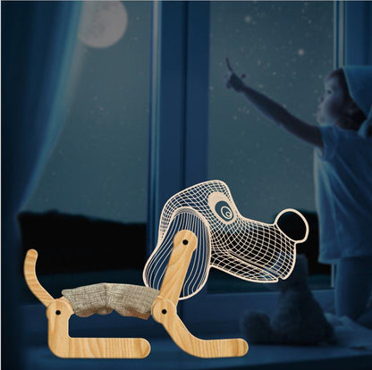 Skorter | New Dog Foldable 3d Lamp Bedroom Children's Room Christmas Gift 3d Nightstand Lamps For Bedroom Korean Desk Lamp