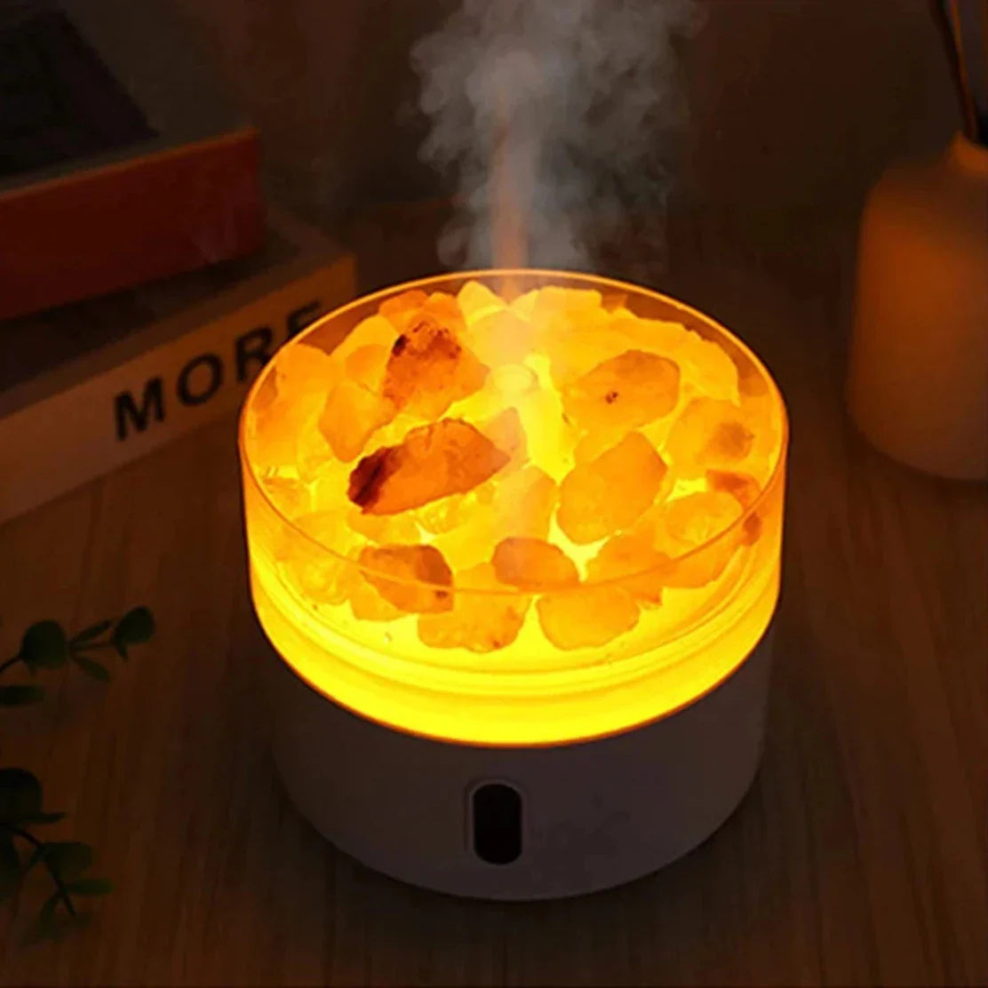 Skorter | Salt Lamp Diffuser - USB Ultrasonic Essential Oil Humidifier with Himalayan Salt Crystals & Night Light