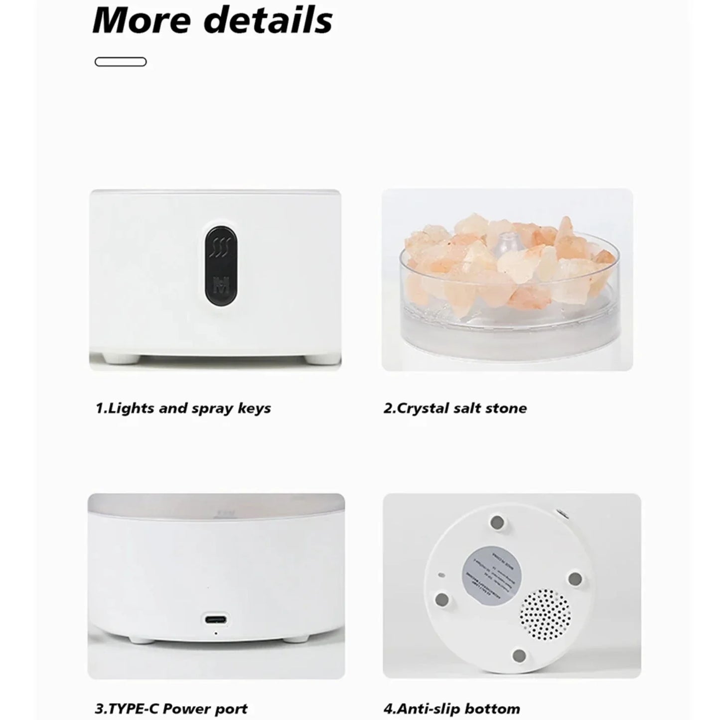 Skorter | Salt Lamp Diffuser - USB Ultrasonic Essential Oil Humidifier with Himalayan Salt Crystals & Night Light