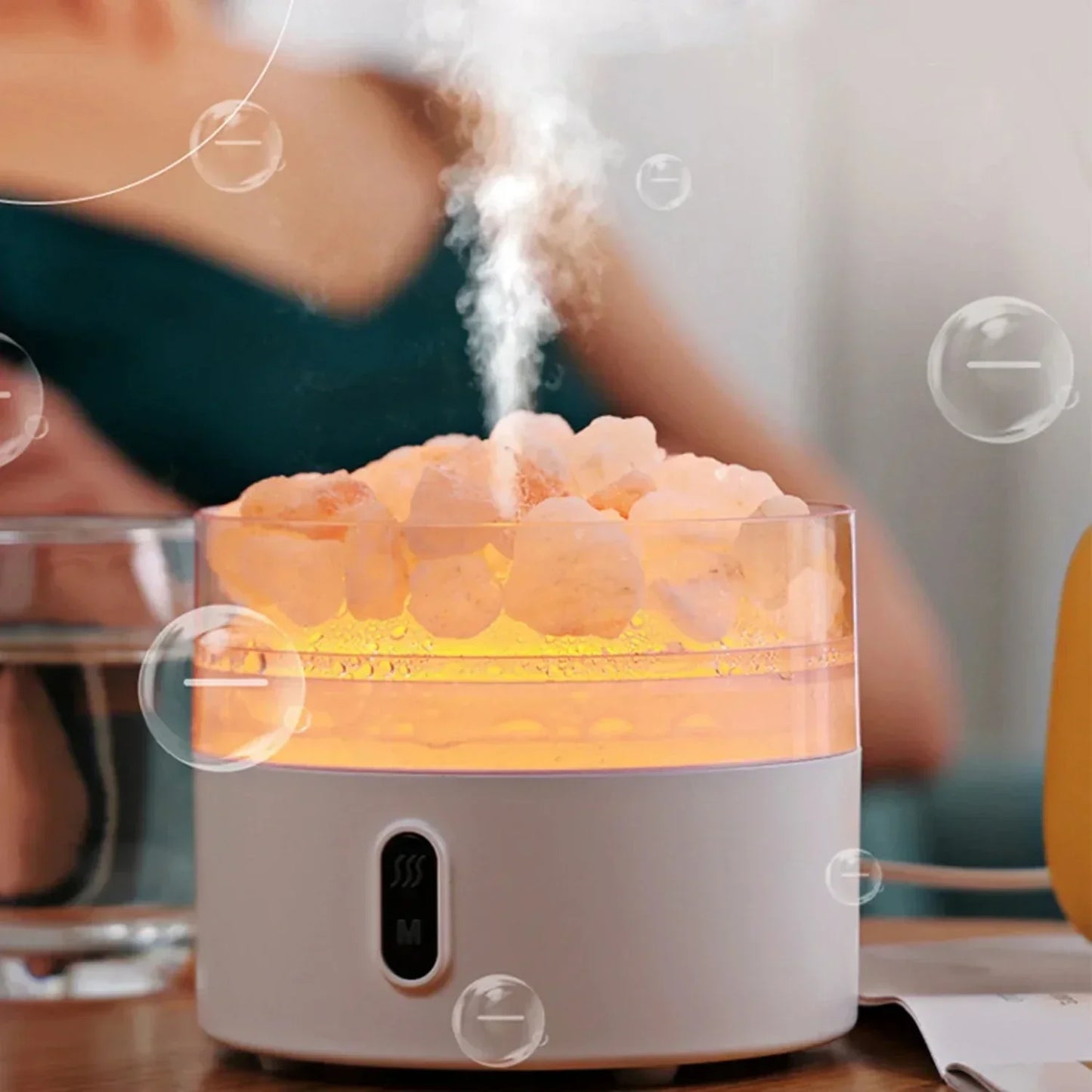Skorter | Salt Lamp Diffuser - USB Ultrasonic Essential Oil Humidifier with Himalayan Salt Crystals & Night Light