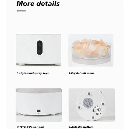 Skorter | Salt Lamp Diffuser - USB Ultrasonic Essential Oil Humidifier with Himalayan Salt Crystals & Night Light