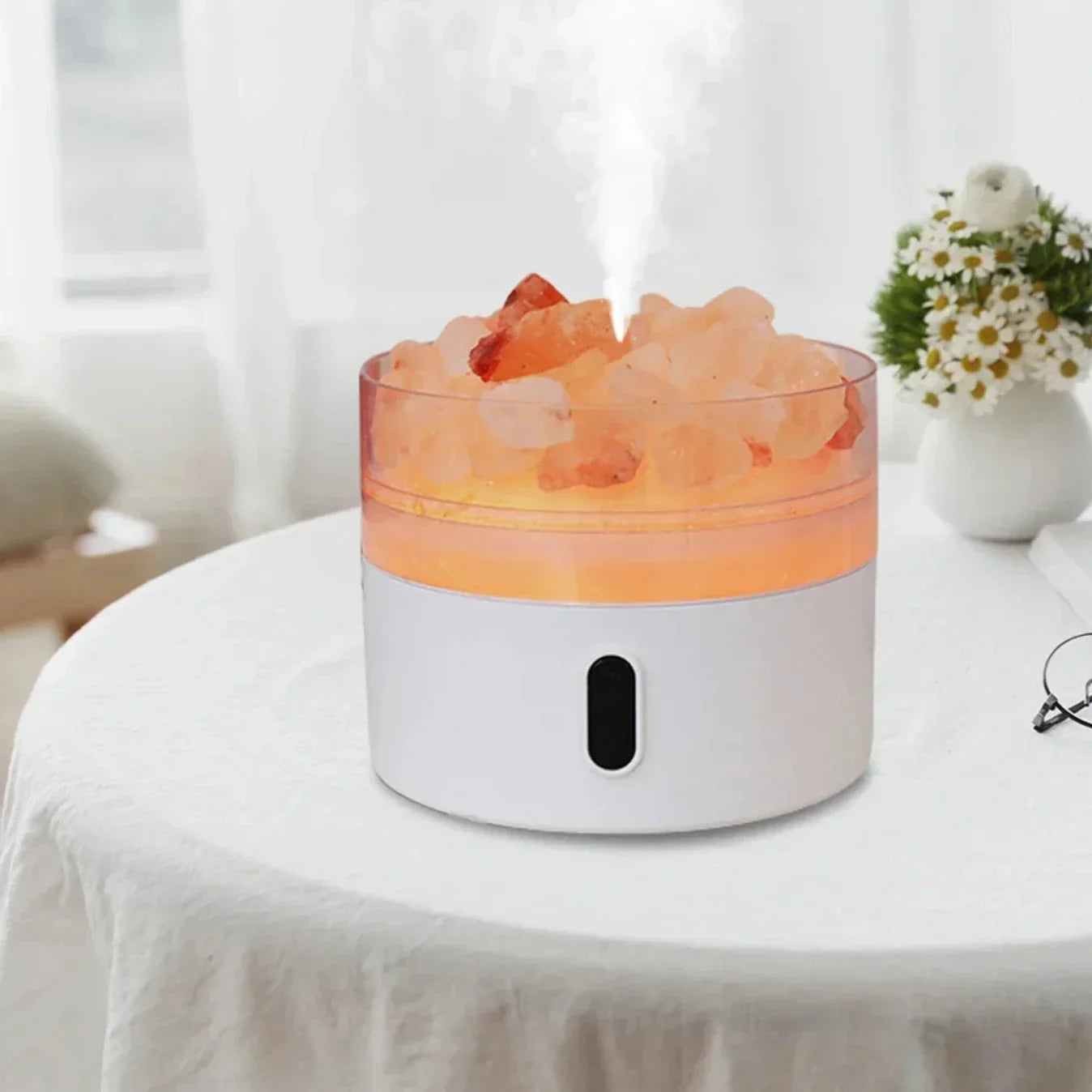 Skorter | Salt Lamp Diffuser - USB Ultrasonic Essential Oil Humidifier with Himalayan Salt Crystals & Night Light