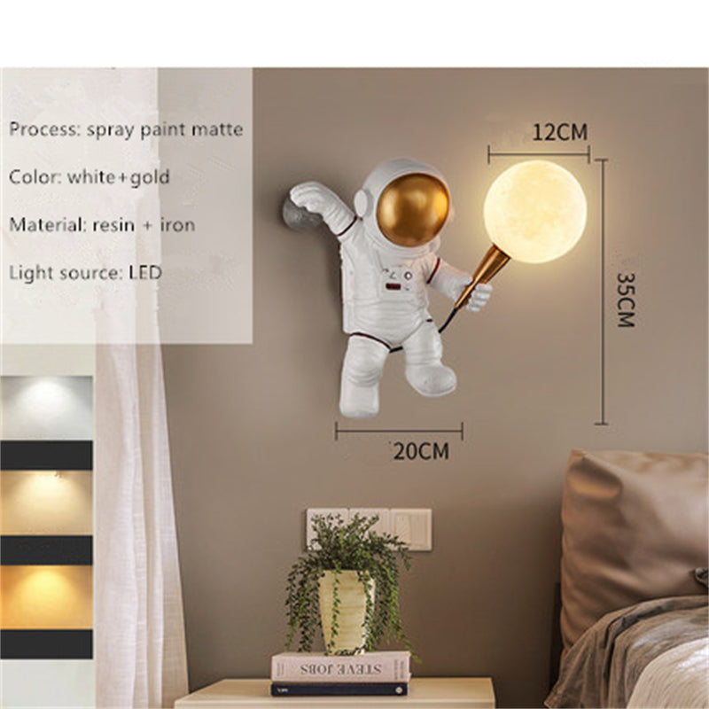 Skorter | Nordic LED personal astronaut moon children's room wall lamp kitchen dining room bedroom study balcony hall lamp decoration
