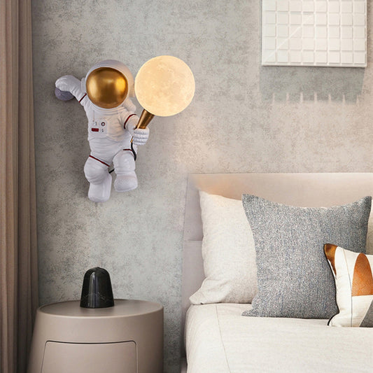 Skorter | Nordic LED personal astronaut moon children's room wall lamp kitchen dining room bedroom study balcony hall lamp decoration