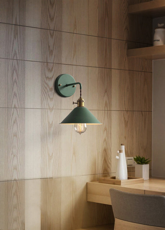 Skorter | Nordic Industrial Cone Sage Green Wall Lamp