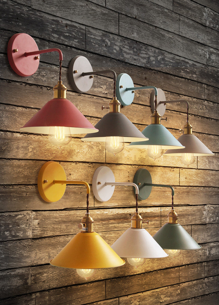 Skorter | Nordic Industrial Cone Red Wall Lamp