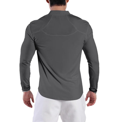 Men's Sporty Long Sleeve Top with Half Zipper and Breathable Material Skorter