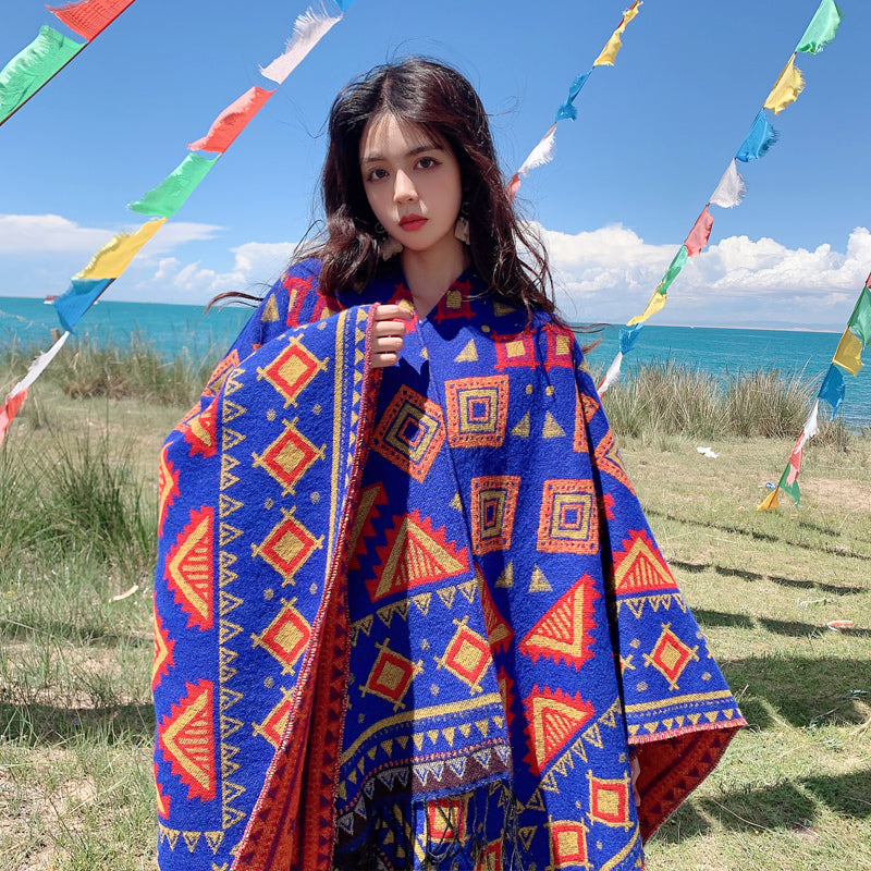 Skorter | Ethical Tibetan shawl cape Warm scarf