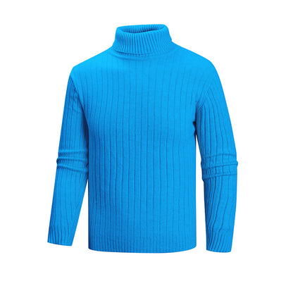 Men's elegant sweater with high collar and fine ribbed structure Skorter