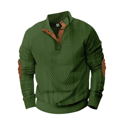 Men's stylish knit sweater with modern button design and textured fabric Skorter