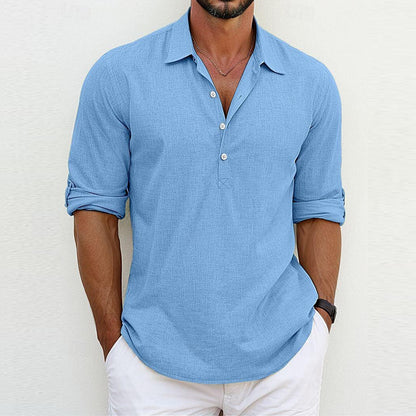 Men's stylish shirt with three-quarter sleeves and button placket Skorter
