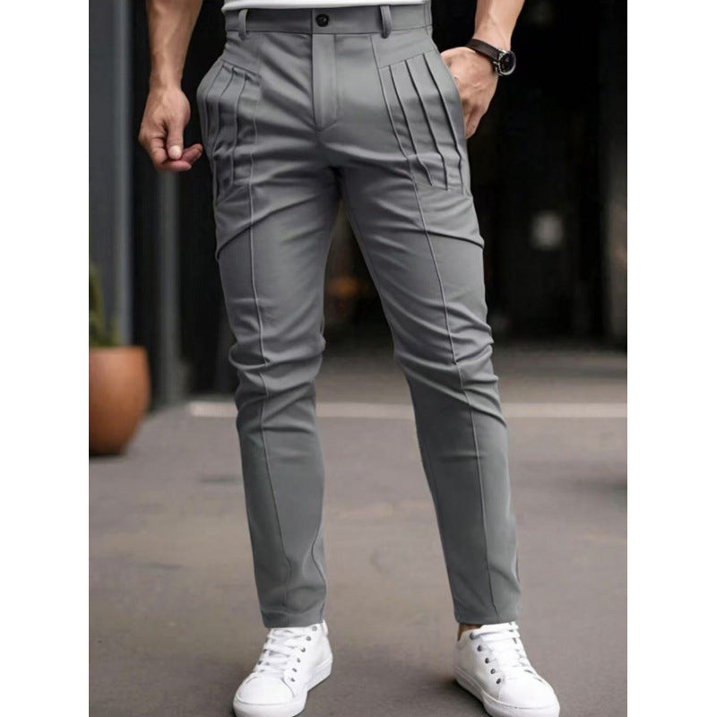 Men's stylish Slim-Fit suit trousers with pleated design Skorter