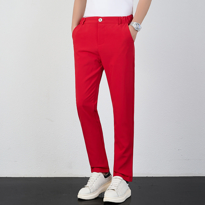 Men's Comfortable Chino Pants with Elastic Waistband Skorter