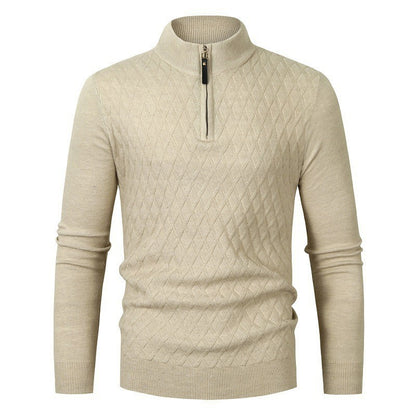 Men's sweater with modern diamond pattern and zipper Skorter