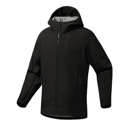 Men's Breathable Softshell Jacket with Adjustable Hood System Skorter