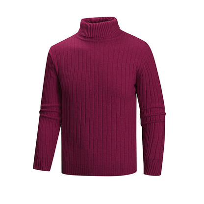 Men's elegant sweater with high collar and fine ribbed structure Skorter
