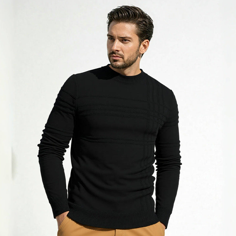 Men's sweater with modern textured design and high collar Skorter