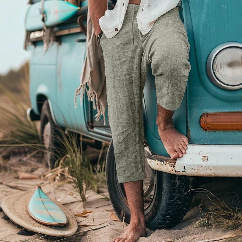 Men's Chino Pants with Casual Cut and Elastic Waistband Skorter