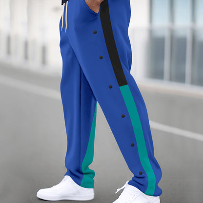 Men's Sporty Zipper Jogging Pants with Side Pockets and Snap Button Skorter