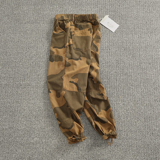 Men's cargo pants in stylish camouflage design with elastic waistband and practical pockets Skorter