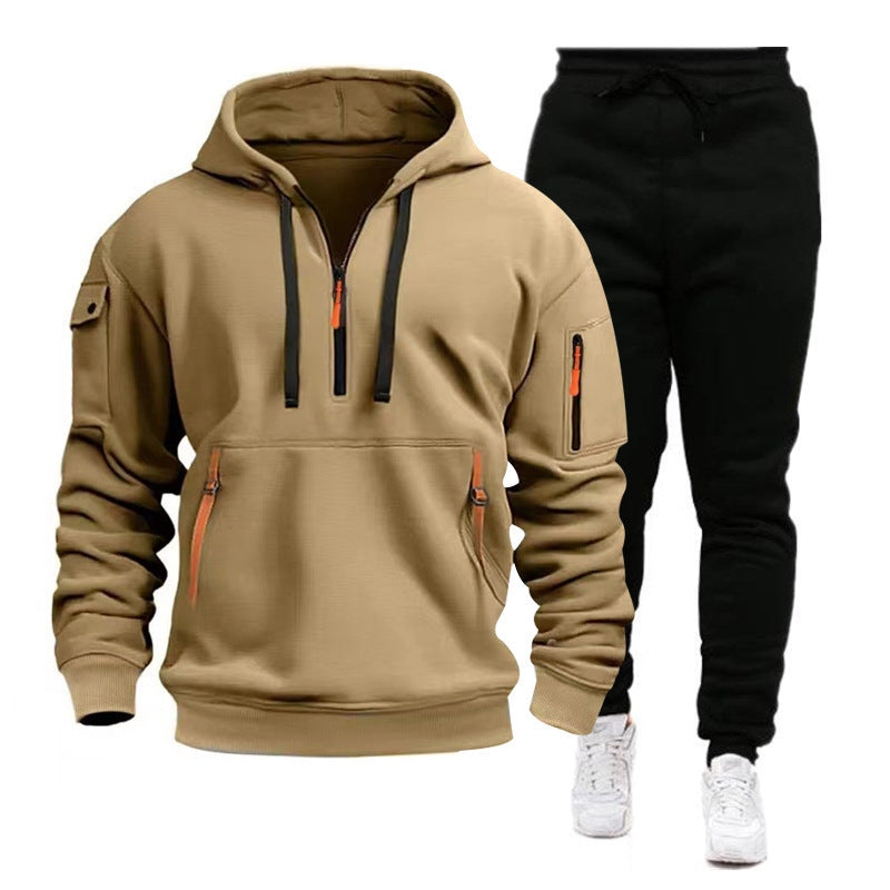 Men's sporty hoodie and jogger suit with functional zip pockets Skorter
