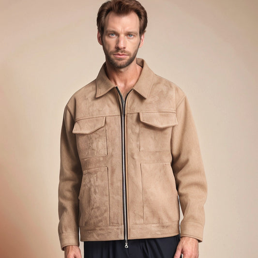 Men's Suede Jacket with Modern Pockets Skorter