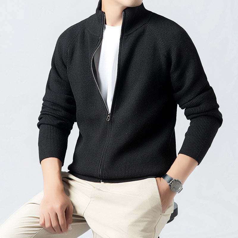 Men's Cardigan with High Collar and Full Zip Skorter