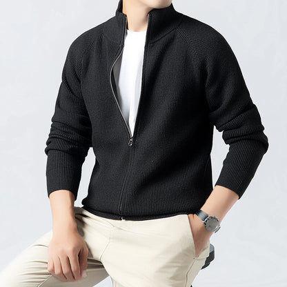 Men's Cardigan with High Collar and Full Zip Skorter