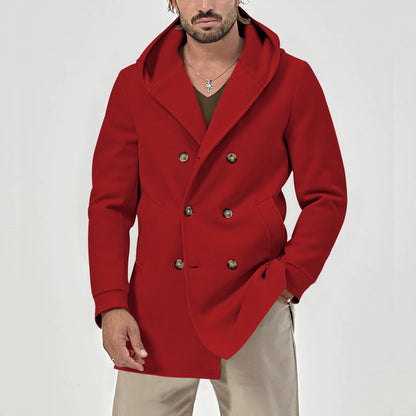 Men's stylish double talent coat with hood and elegant button placket Skorter