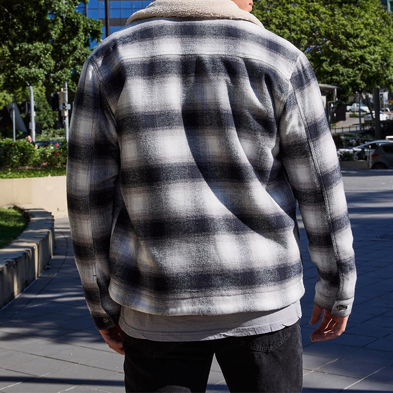 Men's stylish flannel jacket with warm fleece lining Skorter