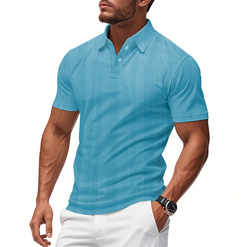 Men's stylish short-sleeve polo shirt with textured surface Skorter