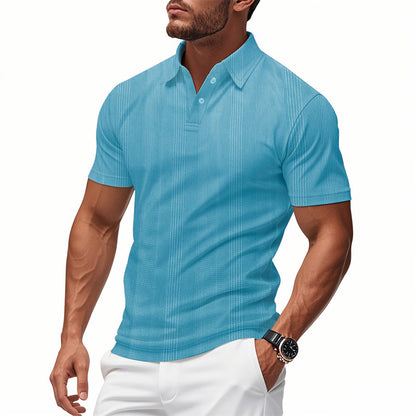 Men's stylish short-sleeve polo shirt with textured surface Skorter