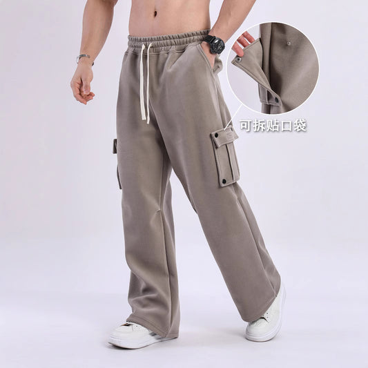 Men's Cargo Jogging Pants with Side Pockets and Elastic Waistband Skorter