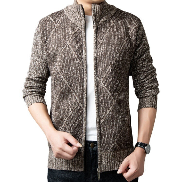 Herrkardigan med modern dragkedja och grafiskt mönster Skorter