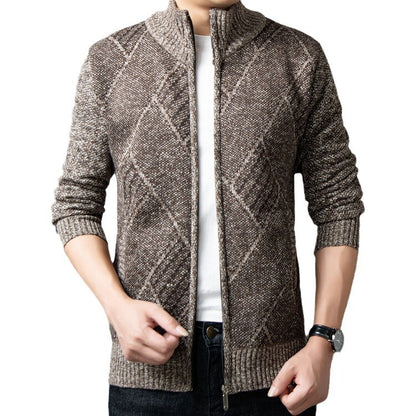 Herrkardigan med modern dragkedja och grafiskt mönster Skorter