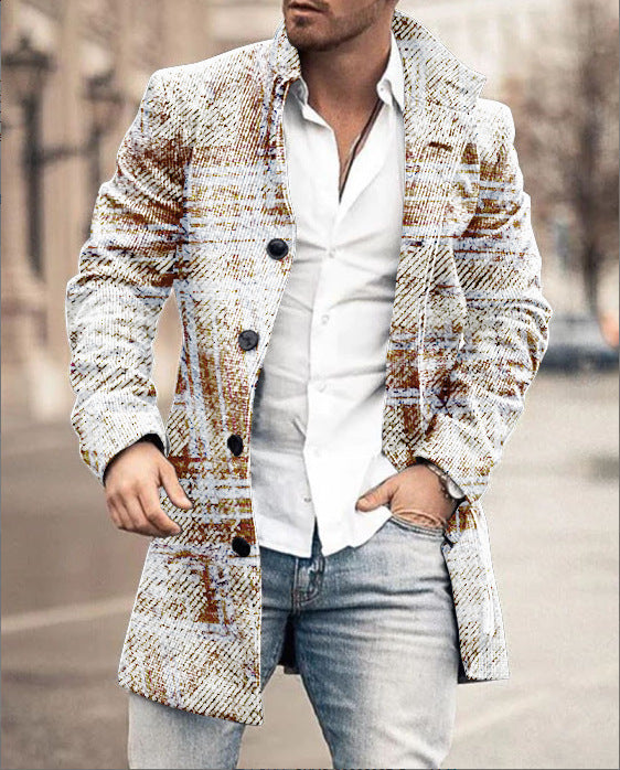 Men's wool coat in modern check design with tailored fit Skorter