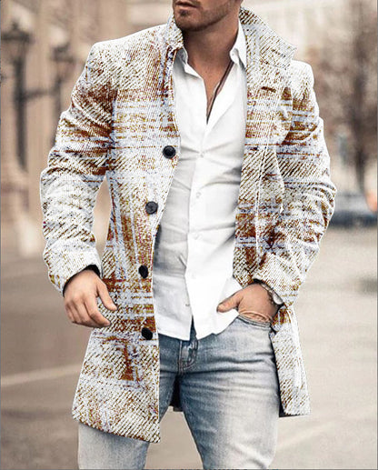 Men's wool coat in modern check design with tailored fit Skorter